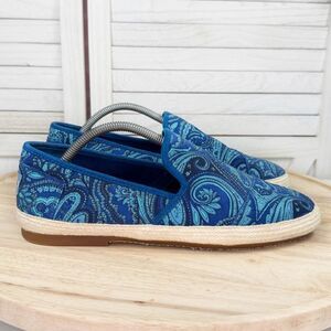 Tom’s Freetown Sabados Paisley Suede Espadrille Slip On Loafer Blue Mens 10